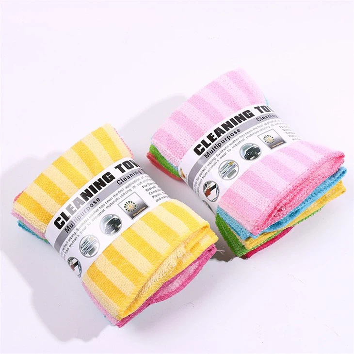 Striped Oil Free Multifunctional Microfiber Rags Lazy Dishwashing Cloth Dishwashing Cloth