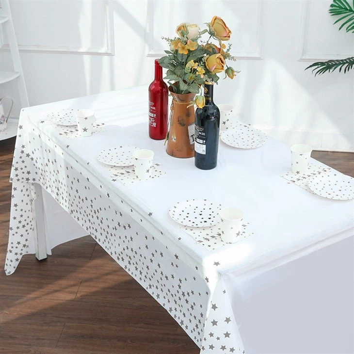 Tablecloth Water Oil Resistant Peva Rectangular Printed Tablecloth Stars Party Tablecloth