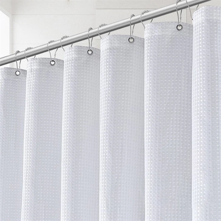 Waffle Shower Curtain Waterproof Thickened Cotton Linen Texture Waffle Fabric